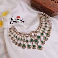 Grand AD/Victorian Necklace NC1821 with Pair of Earrings & Maang Tikka (Available in 6 Colours)