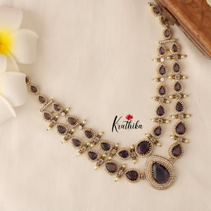 Beautiful Two Layer AD/Victorian Necklace-Purple NC1247