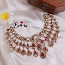Grand AD/Victorian Necklace NC1821 with Pair of Earrings & Maang Tikka (Available in 6 Colours)