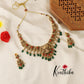 Beautiful Lakshmi Coral Stone Necklace-Green Beads NC1333