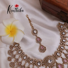 Grand AD/Victorian Necklace NC1821 with Pair of Earrings & Maang Tikka (Available in 6 Colours)
