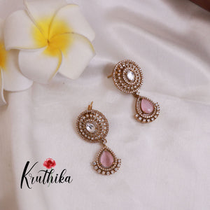 Grand AD/Victorian Necklace NC1821 with Pair of Earrings & Maang Tikka (Available in 6 Colours)
