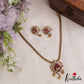 Pretty Floral Teardrop Motifs CZ Victorian Pendant Chain Set NC3047 (Available In 2 Colors)