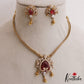 Pretty Floral Teardrop Motifs CZ Victorian Pendant Chain Set NC3047 (Available In 2 Colors)