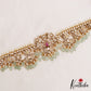 Sparkling Floral Peacock Motifs CZ Hip Belt With Green Bead Drops V375
