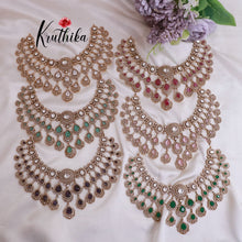 Grand AD/Victorian Necklace NC1821 with Pair of Earrings & Maang Tikka (Available in 6 Colours)
