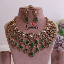 Grand AD/Victorian Necklace NC1821 with Pair of Earrings & Maang Tikka (Available in 6 Colours)