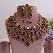 Grand AD/Victorian Necklace NC1821 with Pair of Earrings & Maang Tikka (Available in 6 Colours)