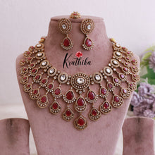 Grand AD/Victorian Necklace NC1821 with Pair of Earrings & Maang Tikka (Available in 6 Colours)