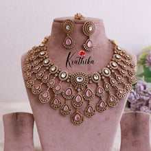 Grand AD/Victorian Necklace NC1821 with Pair of Earrings & Maang Tikka (Available in 6 Colours)