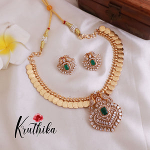 Trendy AD/Victorian Peacock With Kasu Necklace NC1836 (Available in 2 colours)