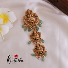 Premium Temple Jada billa with bead drops J111