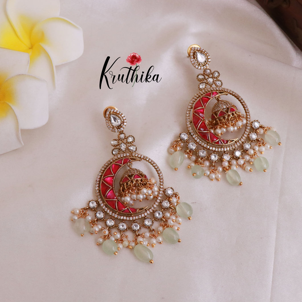 Beautiful Jadau jhumkas in chandbalis E462 (Available in two colors)
