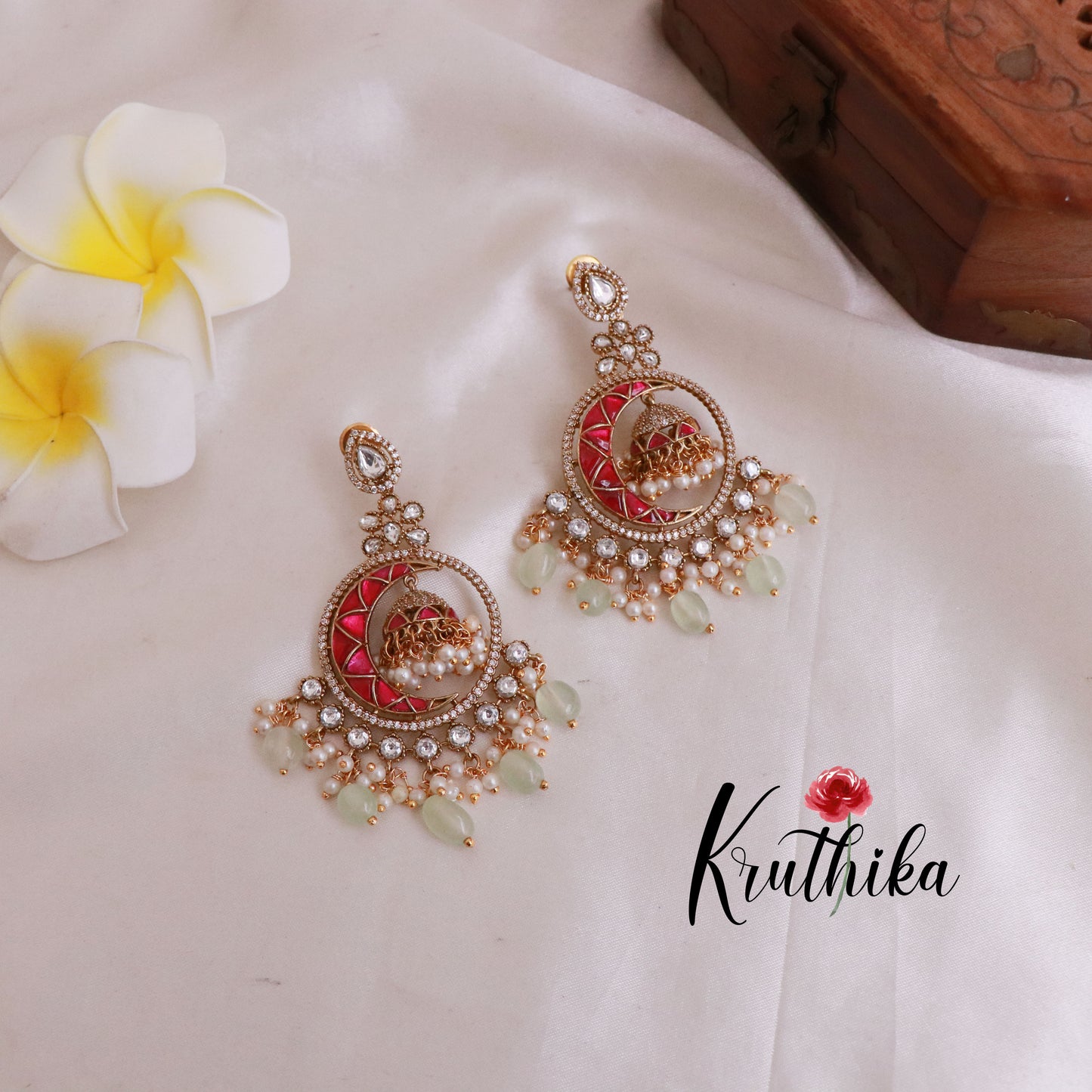 Beautiful Jadau jhumkas in chandbalis E462 (Available in two colors)