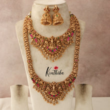 Beautiful Lakshmi Peacock Jadau Necklace-Golden Beads NC1419