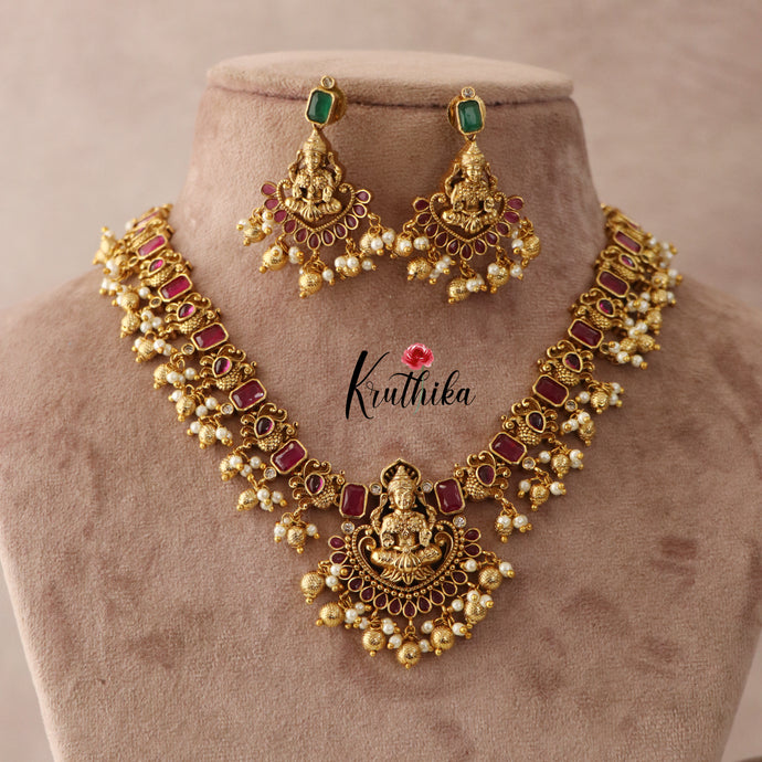 Pretty Lakshmi Necklace-Ruby Stones NC1420