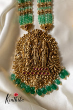 Green beads Haaram with Ram Parivar pendant LH576