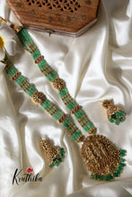 Green beads Haaram with Ram Parivar pendant LH576