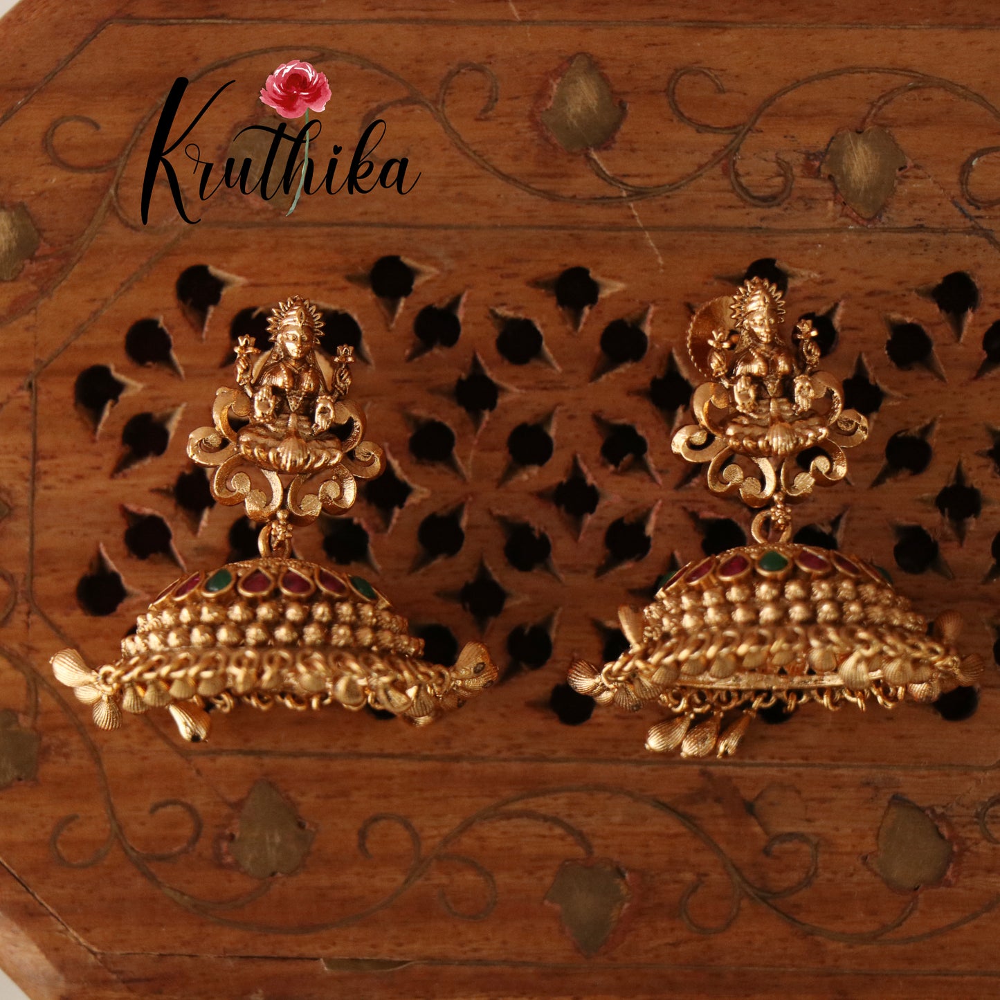 Beautiful Lakshmi Peacock Earrings E424 ( Available in two stone variants)