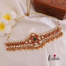 Beautiful AD chocker with Coral Beads and Golden drops NC1818