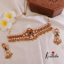 Beautiful AD chocker with Coral Beads and Golden drops NC1818