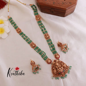 Grand Lakshmi Peacock Onyx beads haaram LH1796