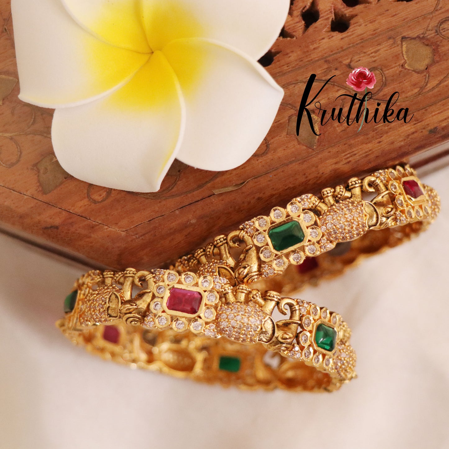 Beautiful AD Elephant Bangles B167