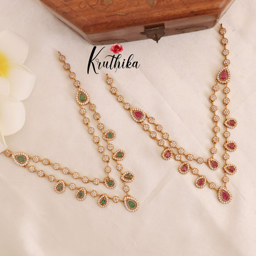 Trendy Two Layer AD/Victorian Necklace NC1751 (Available in 2 Colours)