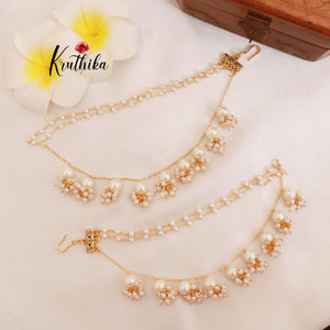 Simple Pearl two Layer Ear chains EC58