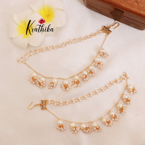 Simple Pearl two Layer Ear chains EC58