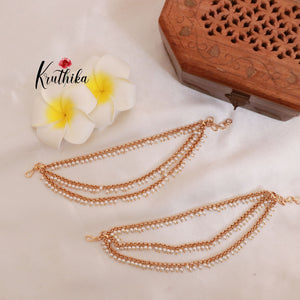 Simple three lines Pearl Earchains EC60