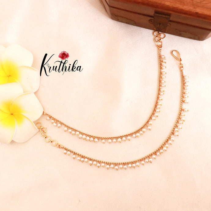 Simple two lines Pearl Ear chains EC62