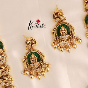 Premium Temple Nakshi Peacock Necklace NC1779 (Available in two colors)