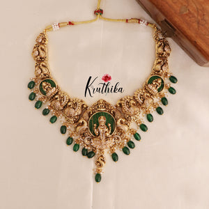 Premium Temple Nakshi Peacock Necklace NC1779 (Available in two colors)