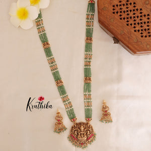 Premium Temple Nagas Jadau Beaded haaram bead drops LH807