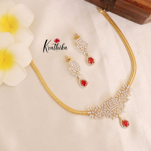 Simple Trendy CZ Chocker Chain Set NC1749 ( Available in 2 Colours)