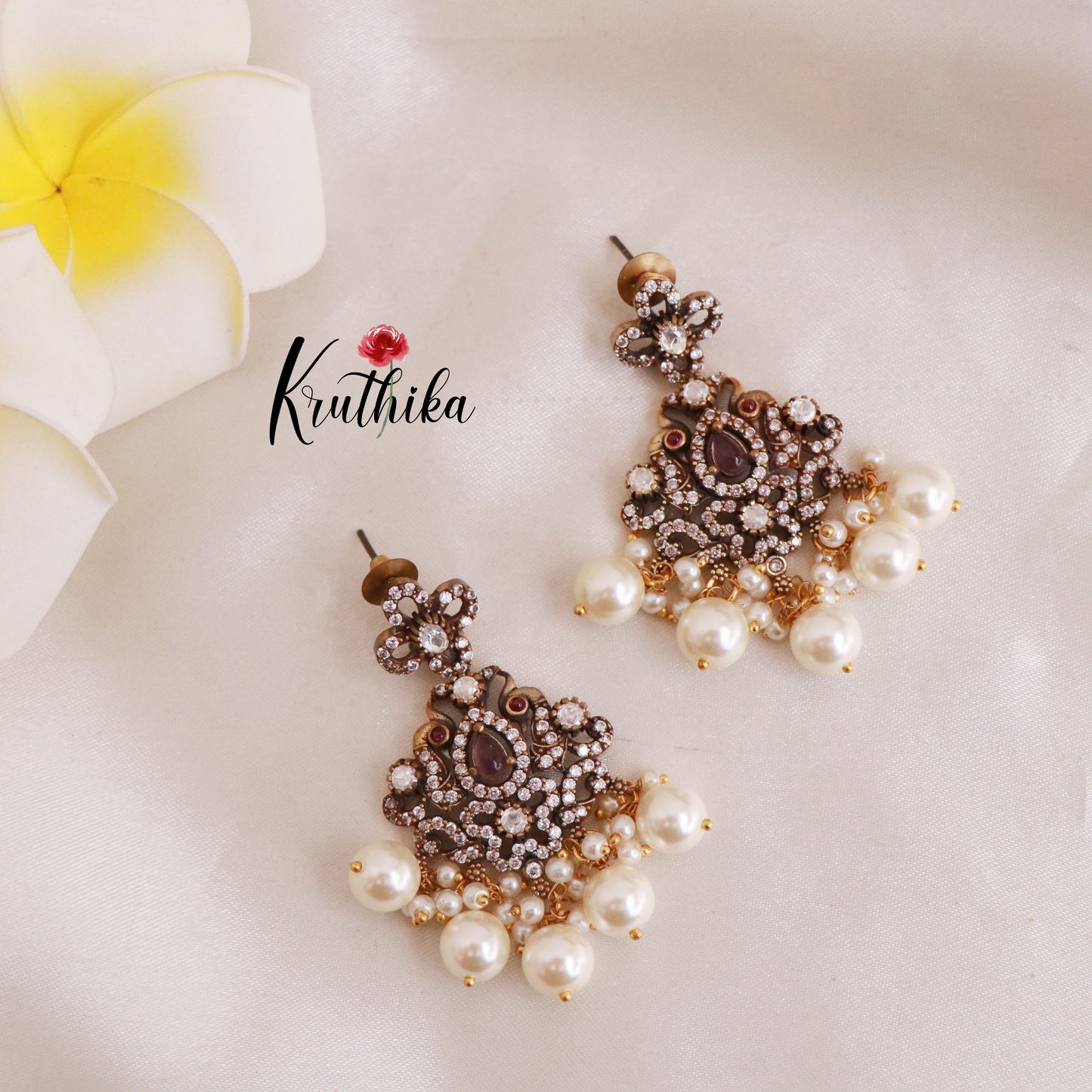 Premium Pearls victorian purple stone pendant haaram LH421