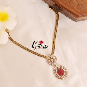 Elegant Ruby AD Stones Jigni chain set NC1778