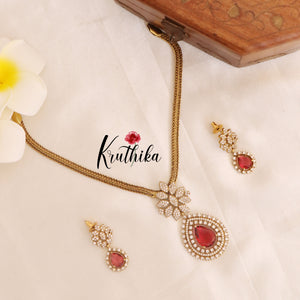 Elegant Ruby AD Stones Jigni chain set NC1778