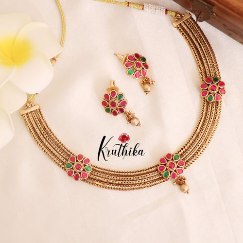 Jadau Floral Jigni chain set NC1775