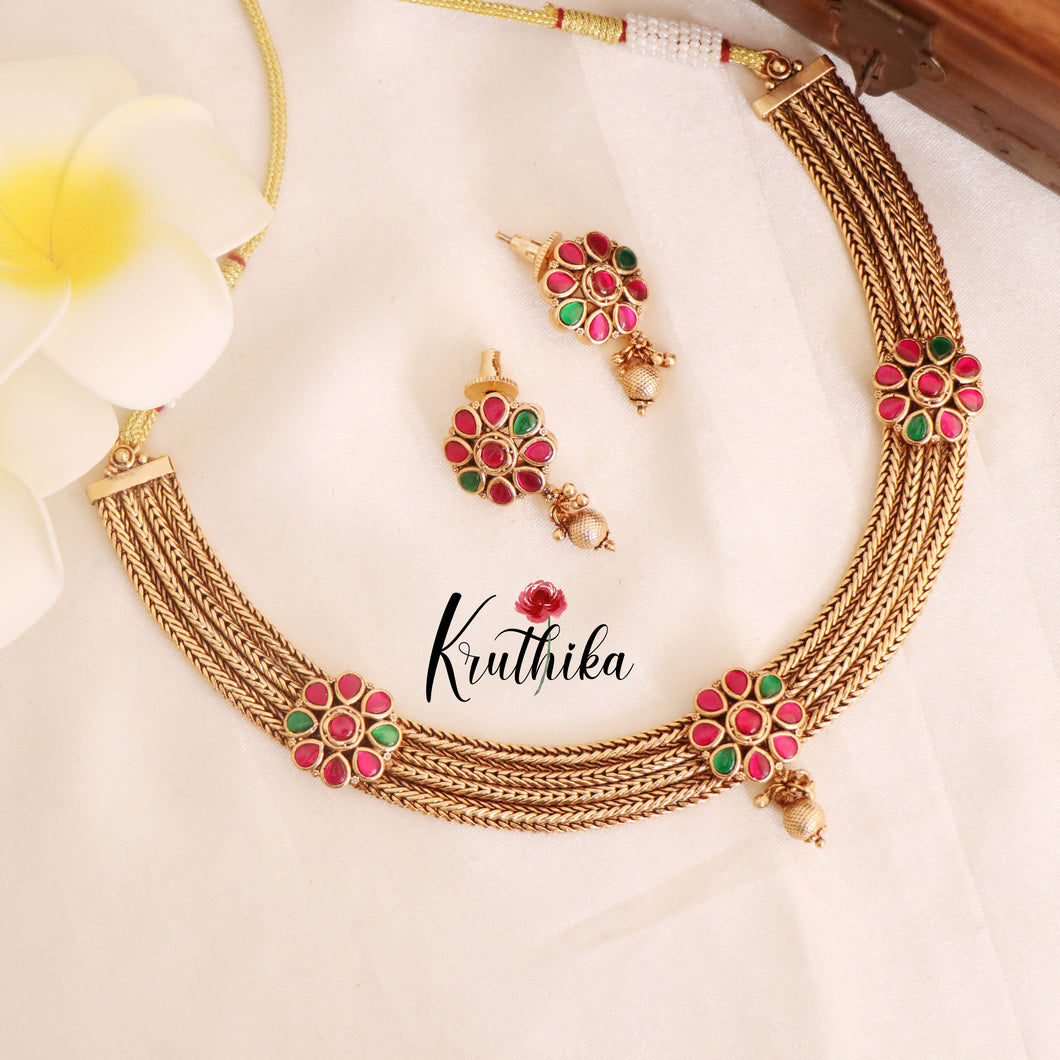 Jadau Floral Jigni chain set NC1775