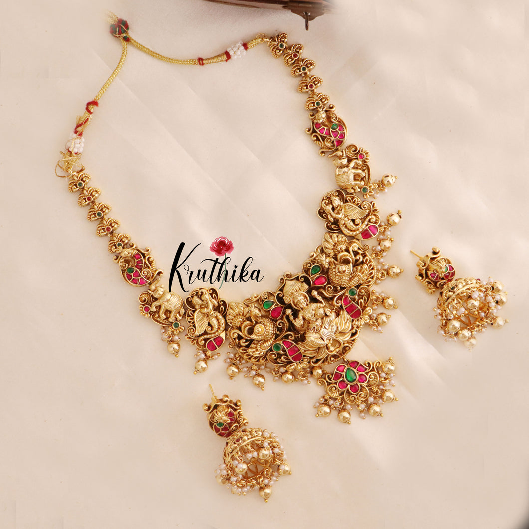 Elegant Lakshmi Peacock Jadau Necklace NC1747