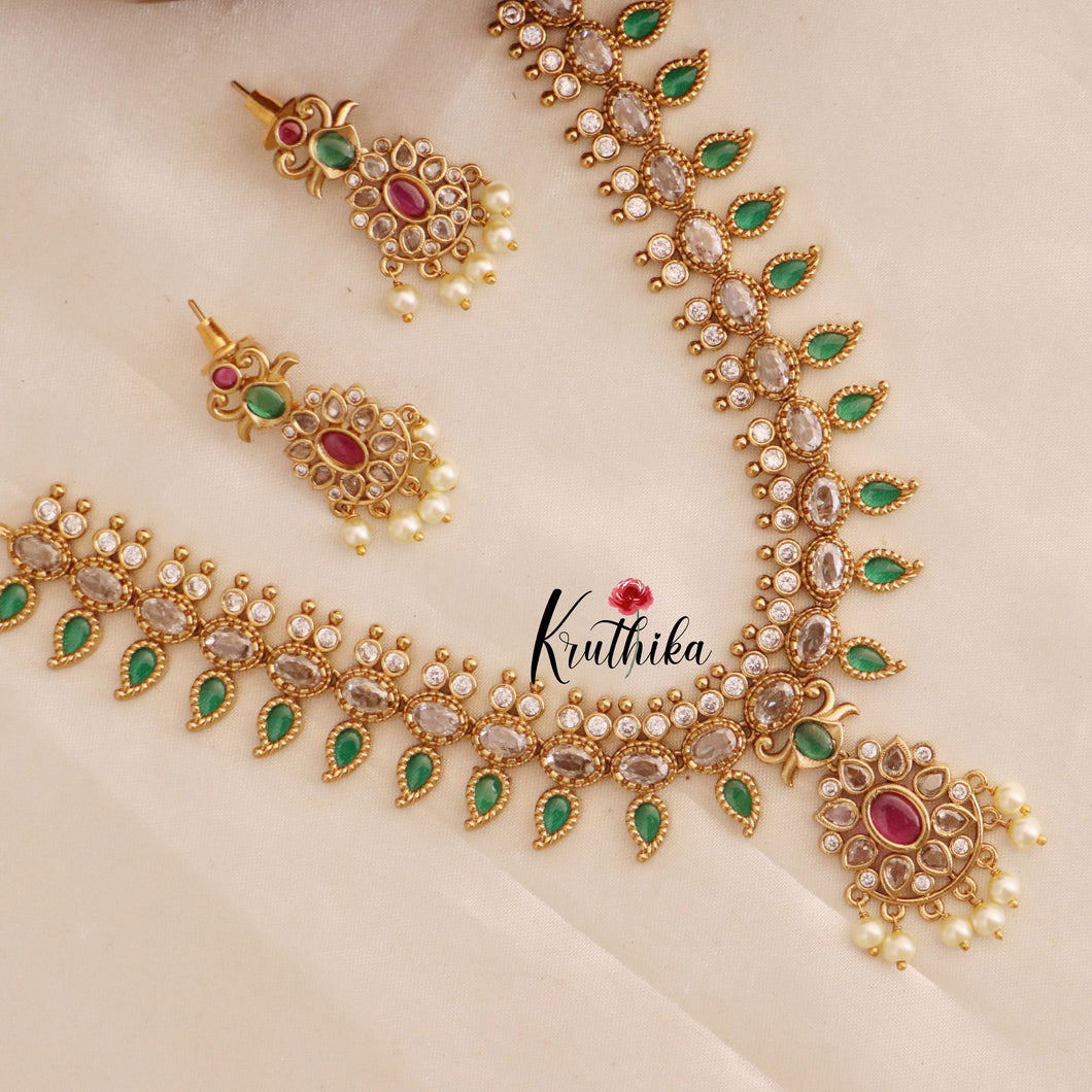 Beautiful Kerala Style Palaki Necklace -Ruby Stone NC1748