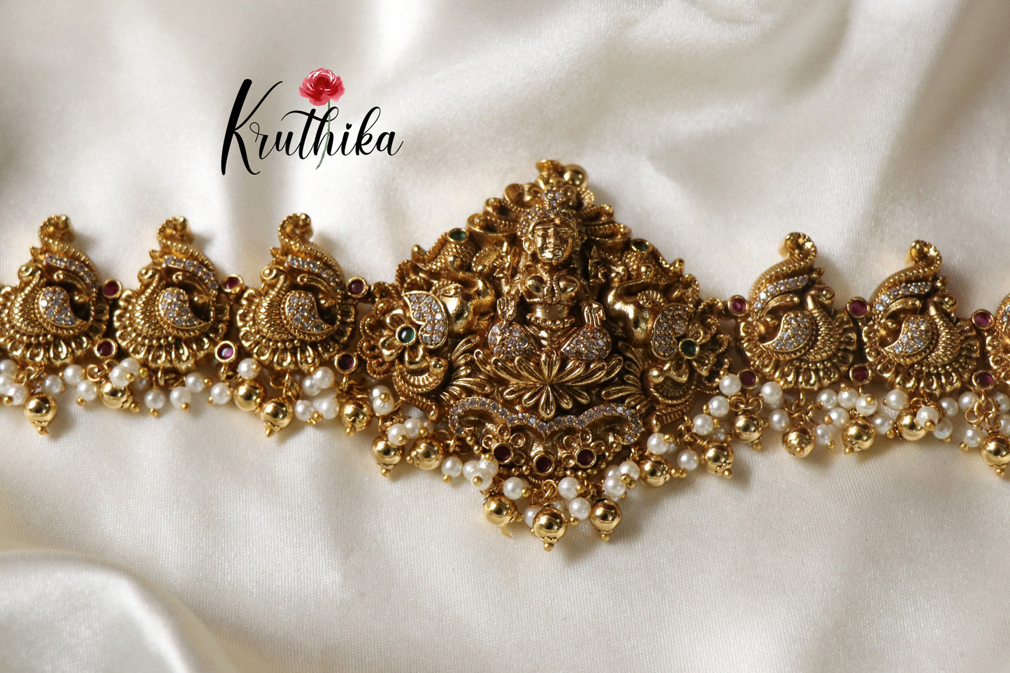 Lakshmi Peacock Golden beads Hip chain V154