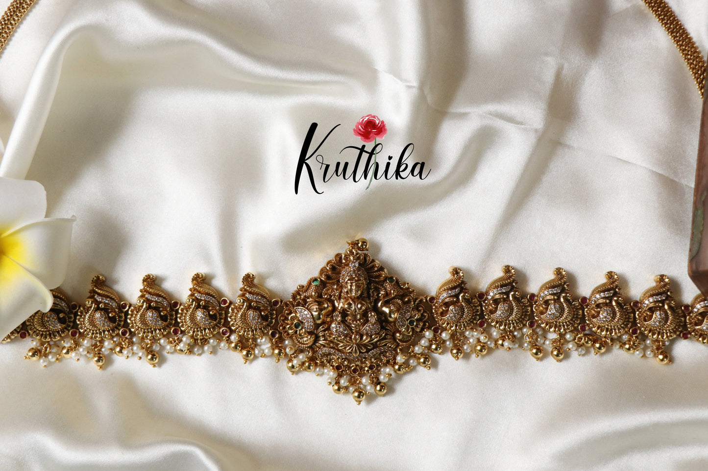 Lakshmi Peacock Golden beads Hip chain V154