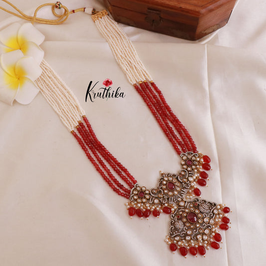 Pearls victorian maroon beads Haaram LH420