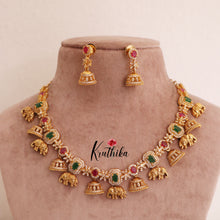 Beautiful CZ Elephants & jhumkas design necklace NC1777