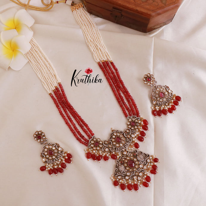 Pearls victorian maroon beads Haaram LH420