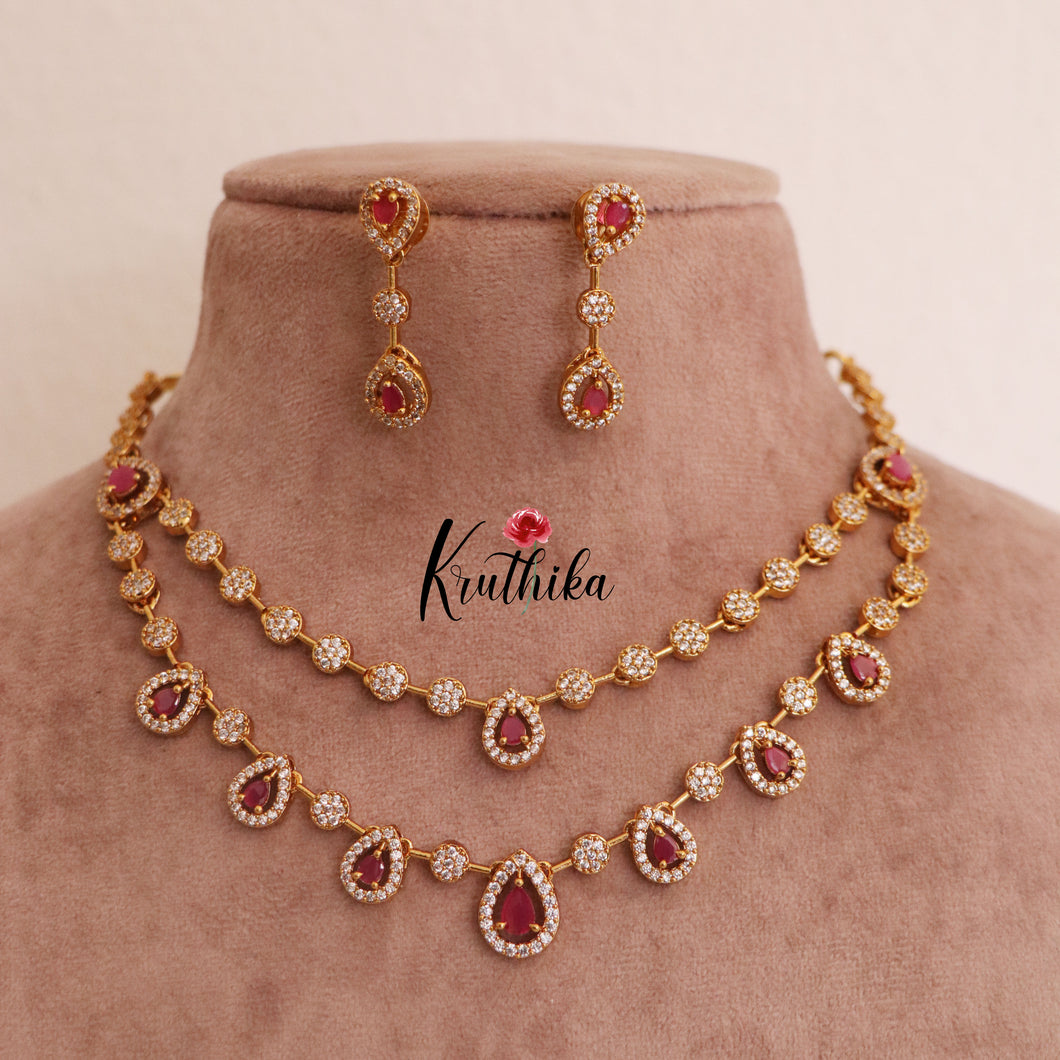 Trendy Two Layer AD/Victorian Necklace NC1751 (Available in 2 Colours)