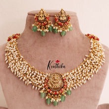 Cluster rice pearls Lakshmi coral necklace NC1772